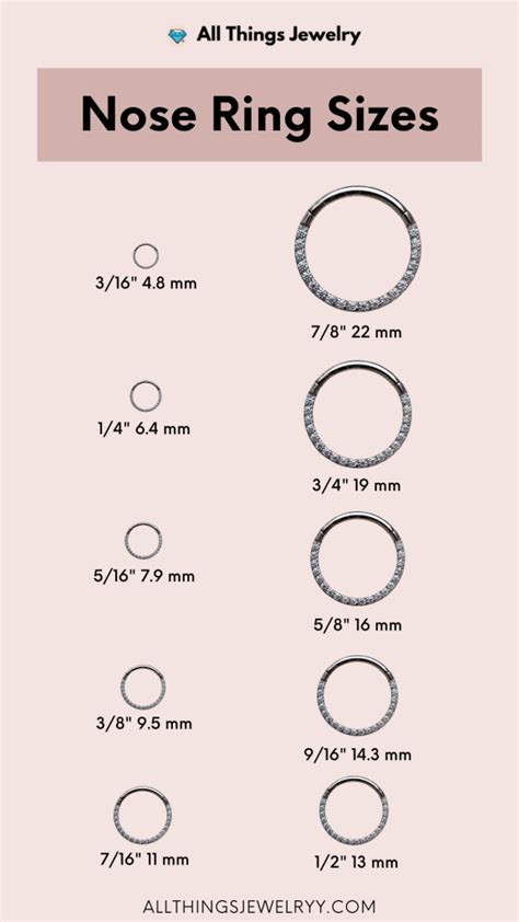 average size of nose ring|smallest nose ring hoop size.